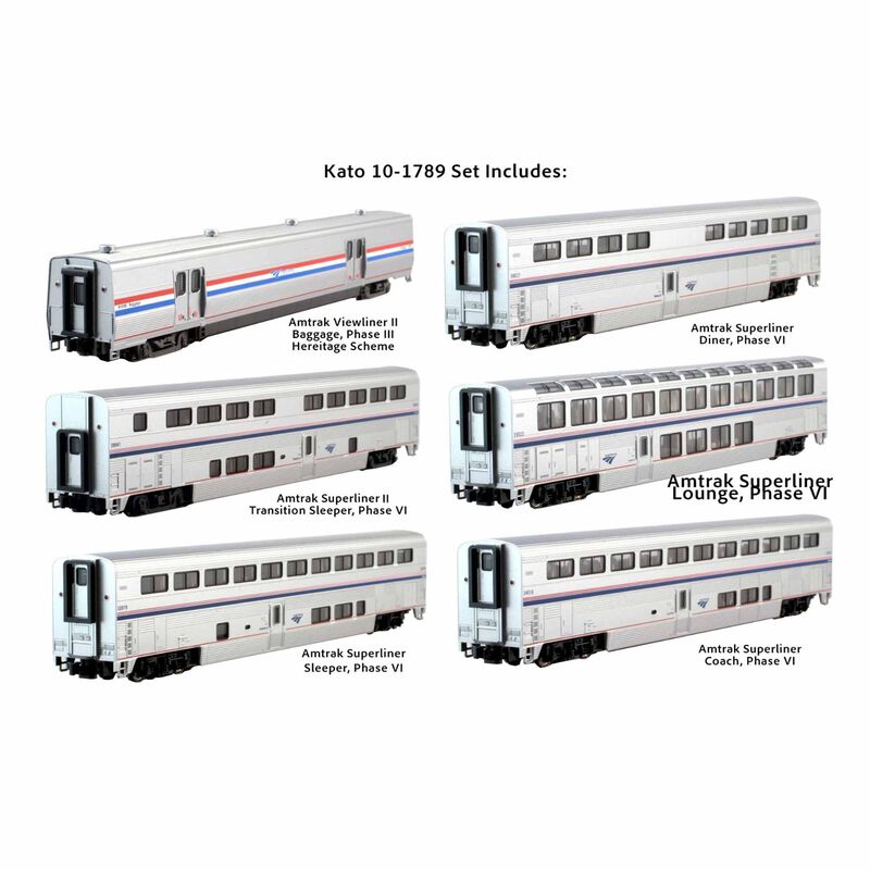 Kato USA, Inc. N Amtrak Superliner Phase VI 6-Car Bookcase Set