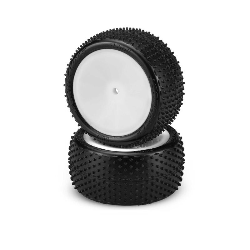 1/10 Nessi 2.2&rdquo; Pre-Mounted Buggy Tires, White Wheels, Pink Compound (2)