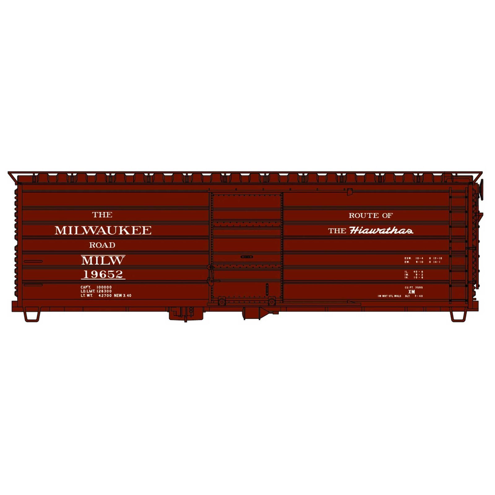 HO Rib Side Steel Boxcar MILW Hiawathas