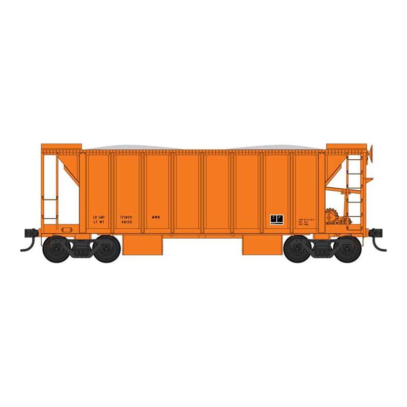 HO 70 Ton 2 Ballast Car Dim Data Closed Side Orange