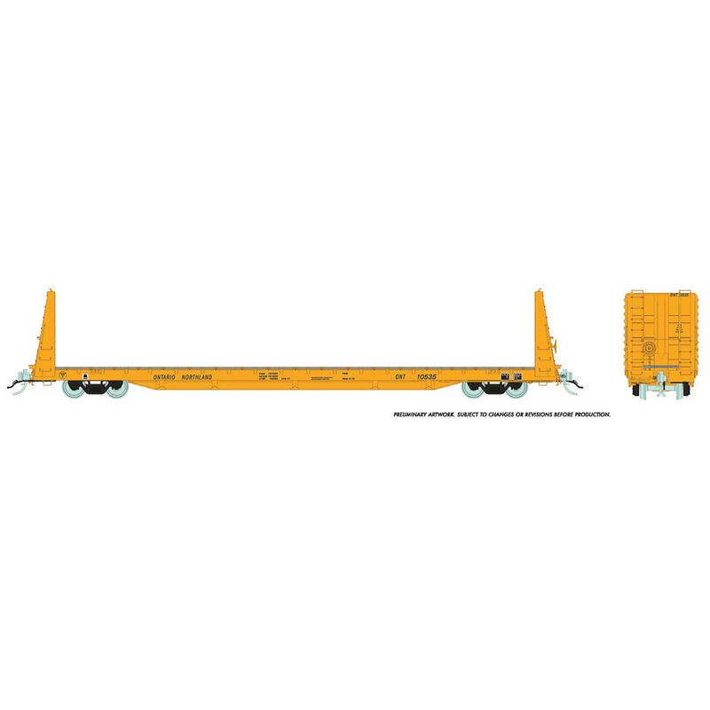 HO Marine Industries Bulkhead Flatcar ONT Yellow, (6)