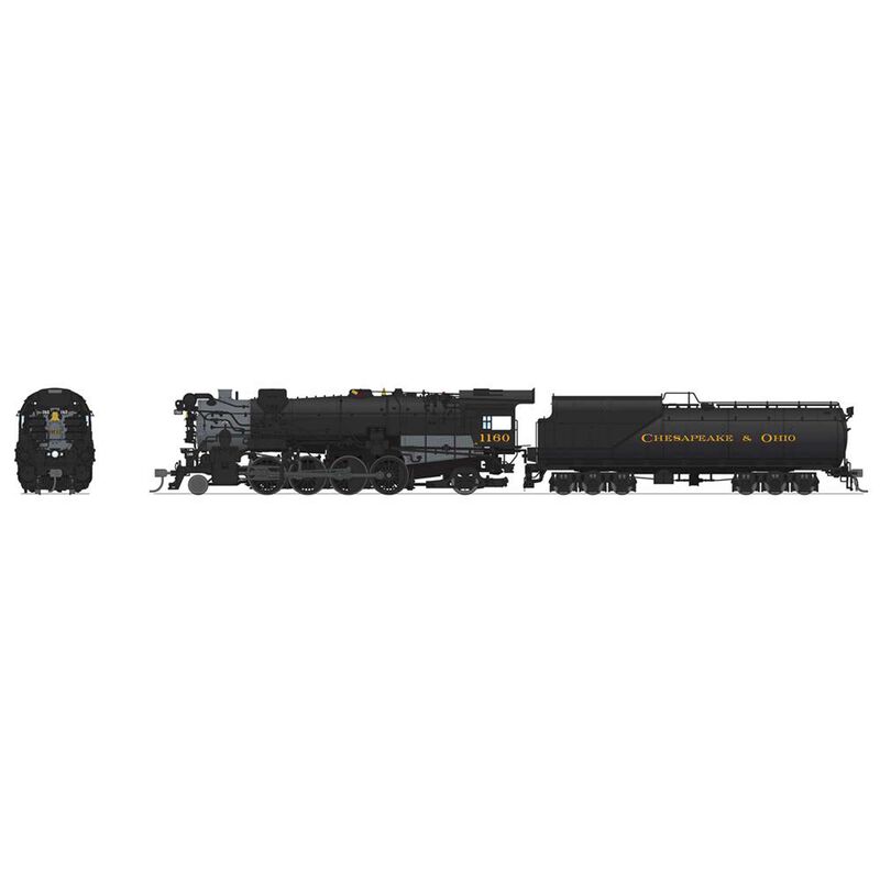 HO C&O, K-2 Mikado Locomotive, #1160, 16-VC Tender