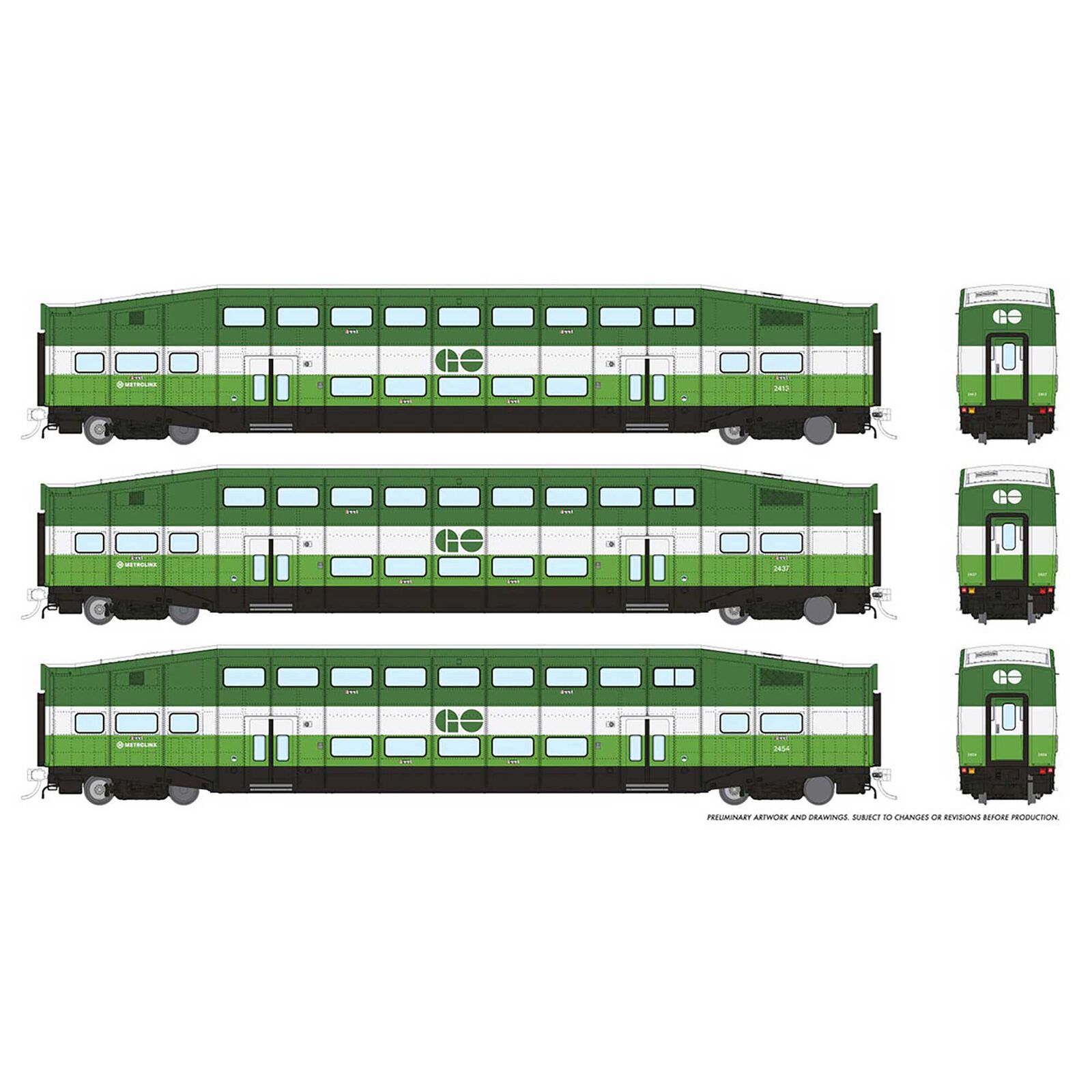HO BiLevel Commuter Car GO/MX Set #3