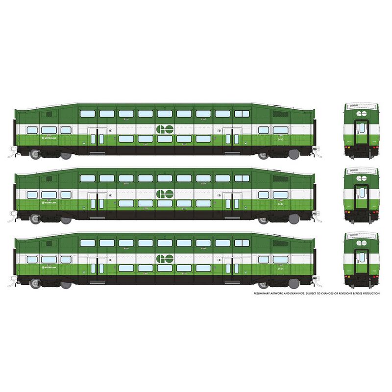 HO BiLevel Commuter Car GO/MX Set #3