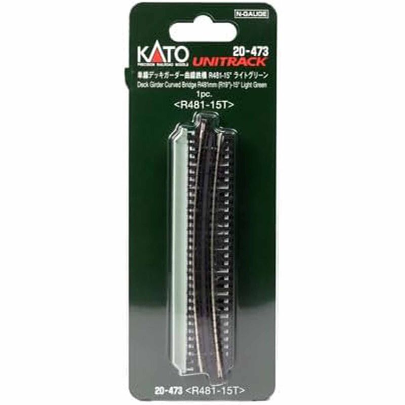 Kato USA, Inc. N Curved Deck Girder Bridge, Light Green (R481-15&ordm; (19") Radius 15&ordm;)