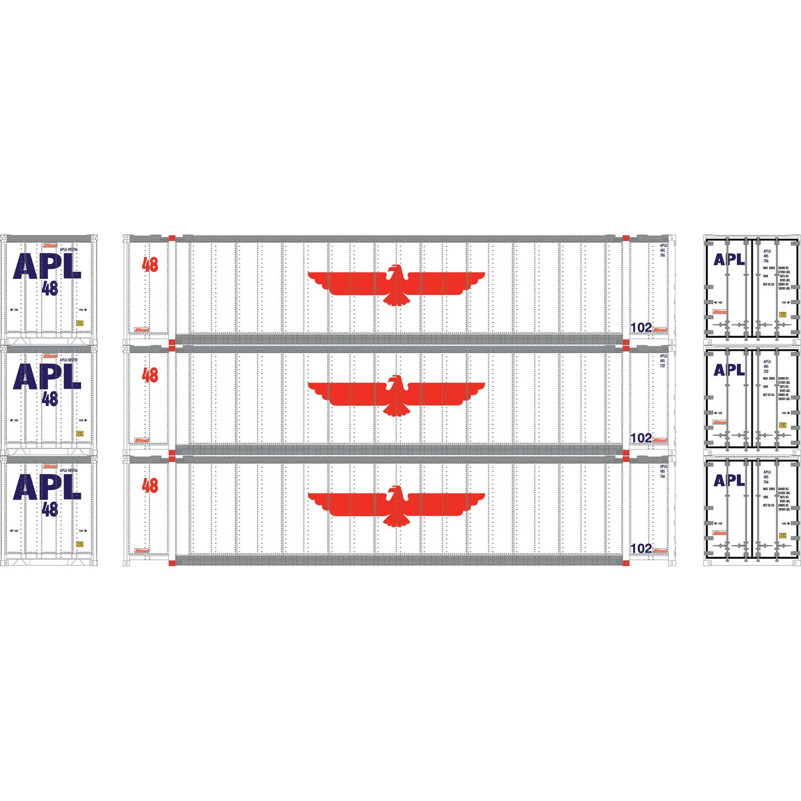 N 48' Containers, APLU #485711 / 485732 / 485766 (3)