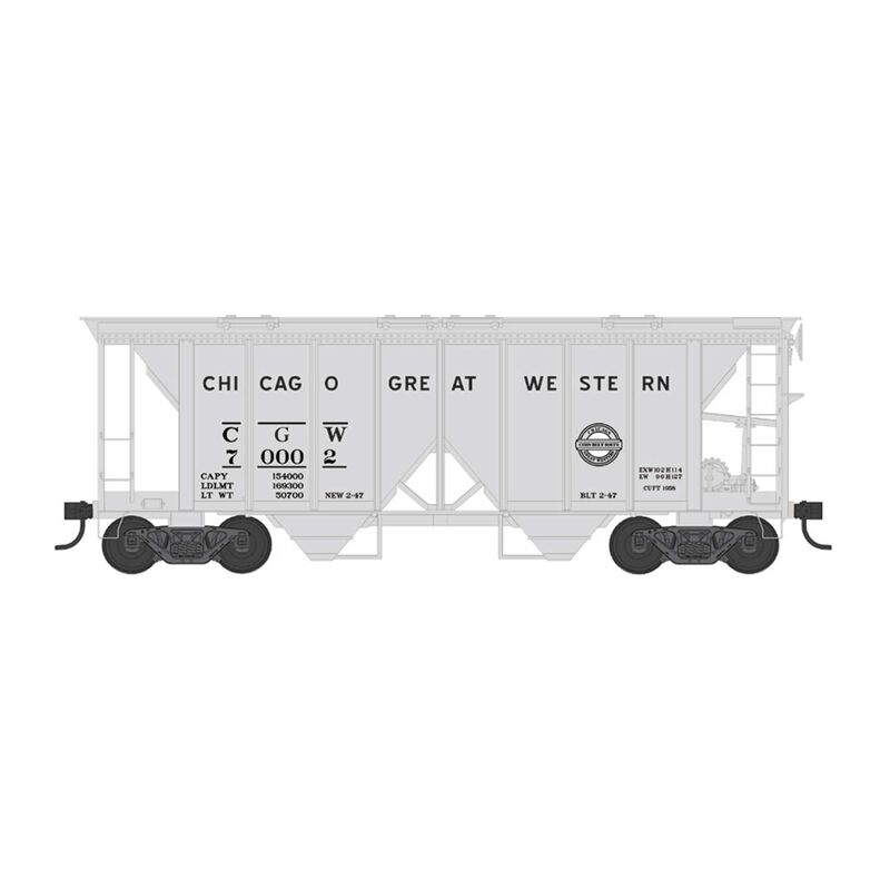 HO 70 Ton 2 Bay Covered Hopper Chicago Great Western Road #70020