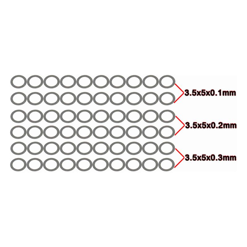3.5x5mm Steel Shims 0.1x20 0.2x20 0.3x20 (60)