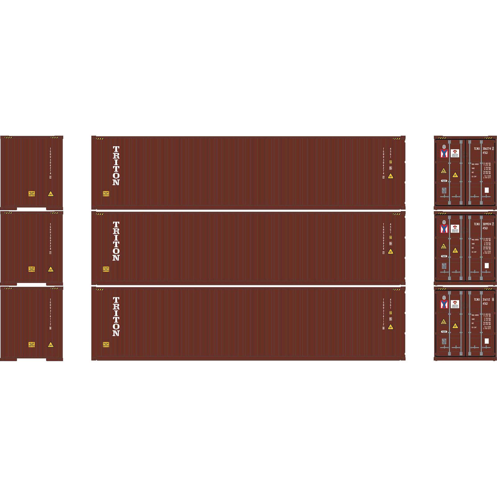 HO ATH 40' Corrugated High-Cube Containers, TCNU #306274-2/309924-7/316112-8 (3)