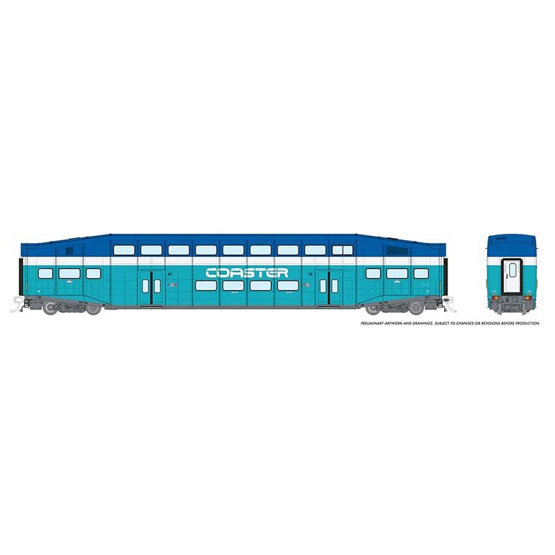 HO BiLevel Commuter Car Coaster Original Coach Unlettered