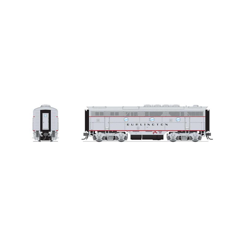 HO EMD F3B Locomotive, CBQ 9961B, Aluminum, Black Nose Stripes
