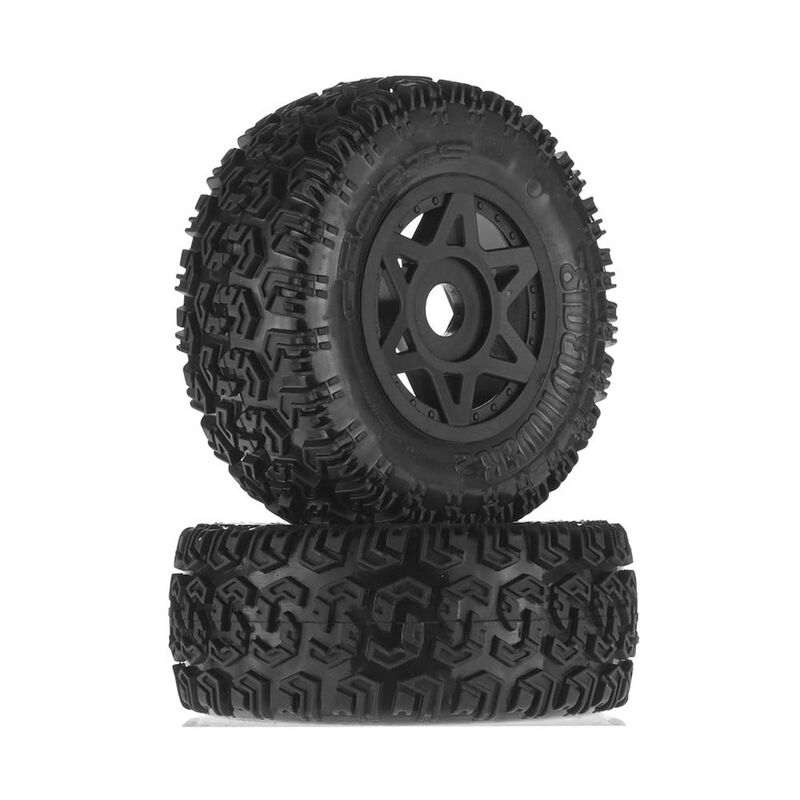 1/10 dBoots Sidewinder 2 Front/Rear 2.2/3.0 Pre-Mounted Tires, 17mm Hex, Black (2): 6S