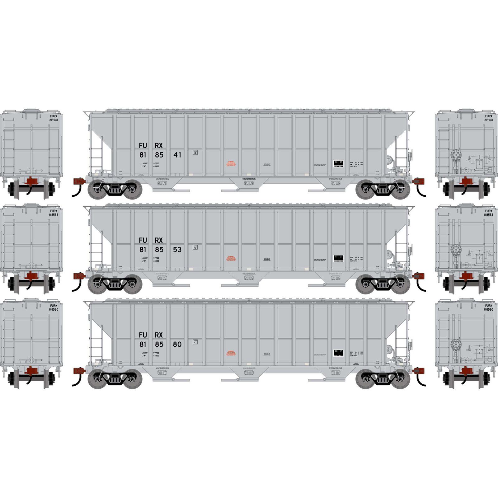 HO ATH FMC 4700 Covered Hopper, FURX #818541/818553/818580 (3)
