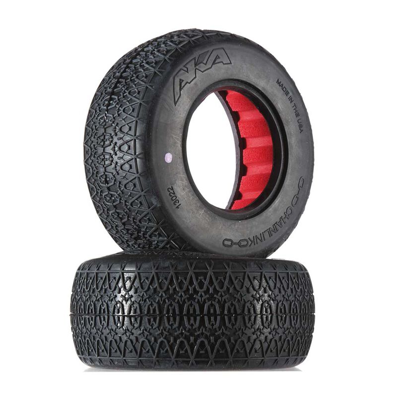 1/10 Chain Link SC Wide Clay Tire with Red Inserts (2)