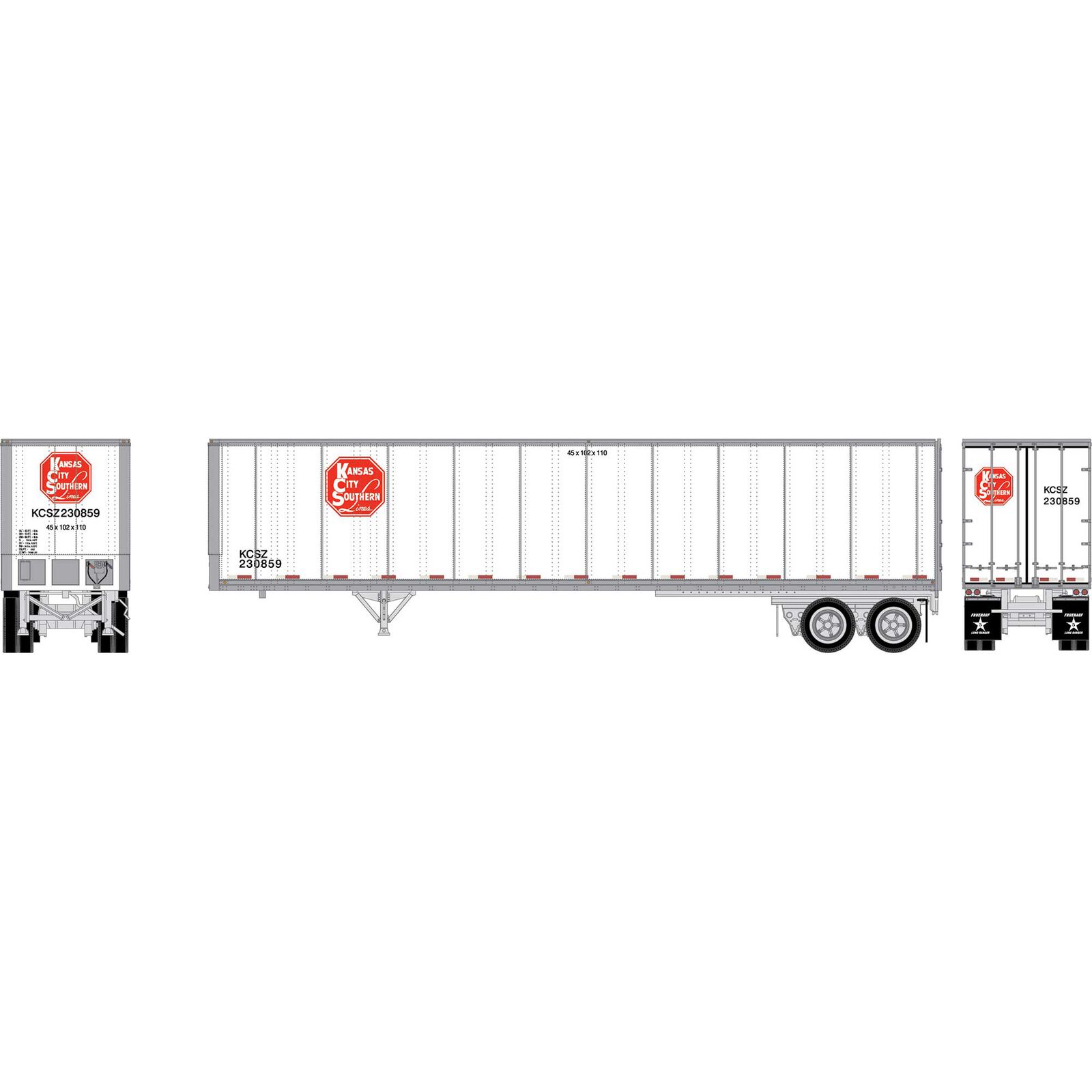 HO ATH 45' Fruehauf Z-Van Trailer Smooth Side, KCSZ #230859