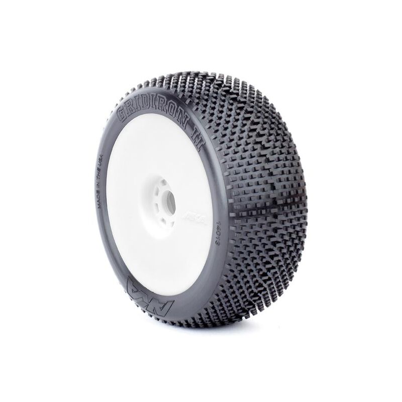 1/8 Gridiron II Ultra Soft Pre-Mounted Tires, White EVO Wheels (2): Buggy