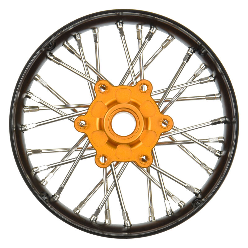 1/4 Pro-Spec Aluminum V2 Bead Front Wheel Black/Gold (1): Promoto-SM