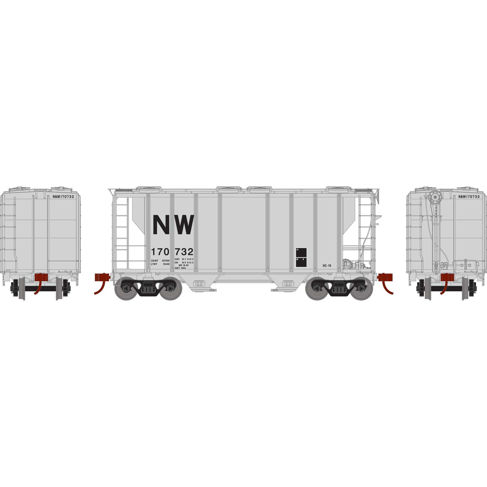 HO RTR PS-2 2600 Covered Hopper, N&W #170732