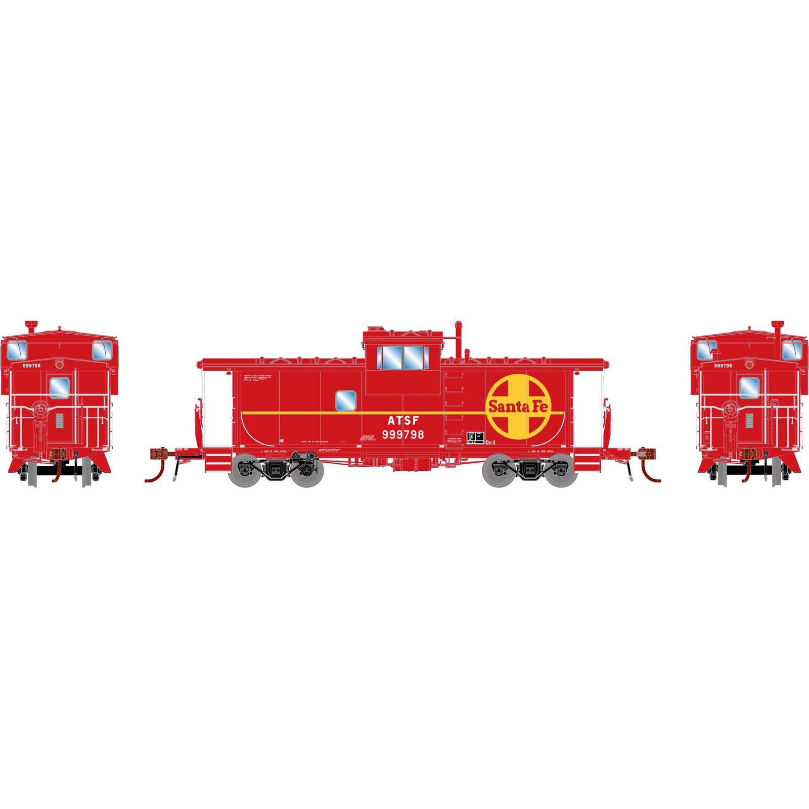 HO CE-11 ICC Caboose with Lights, SF #999798