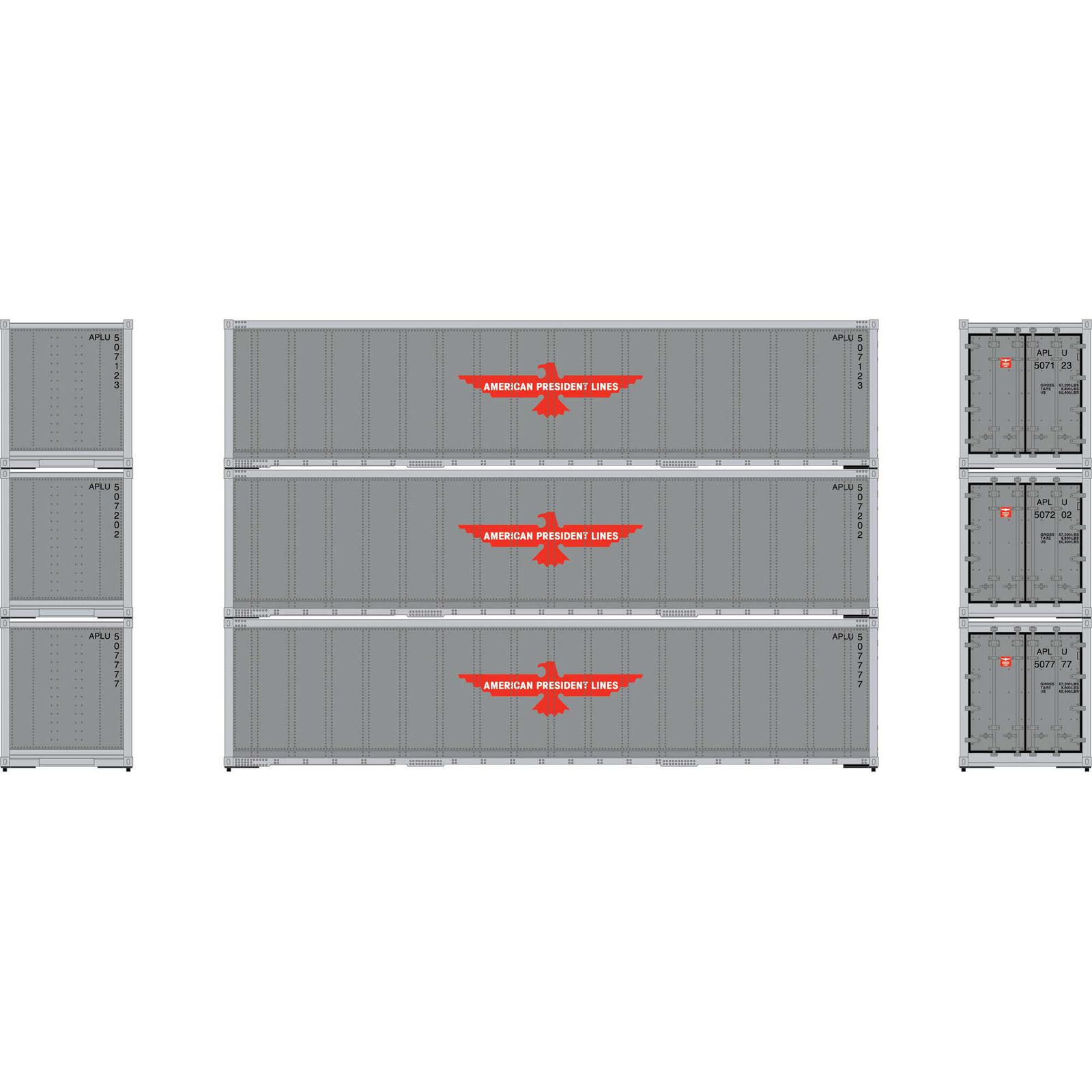 HO 40' Smooth Side Containers, APL #2 (3)