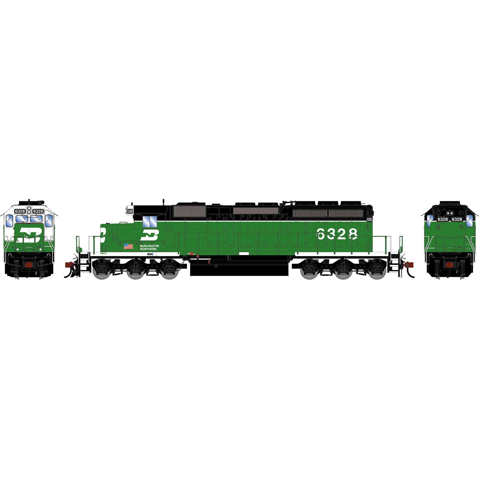 HO ATH SD40-2 Locomotive, BN 'White Face' #6328