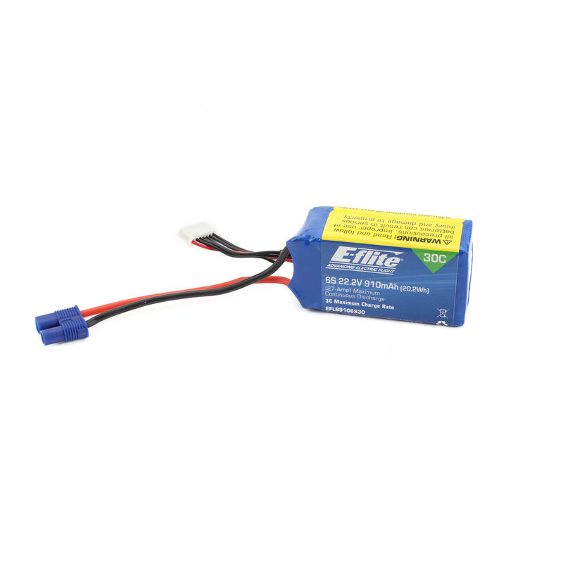 22.2v 910mAh 6S 30C LiPo Battery: EC3