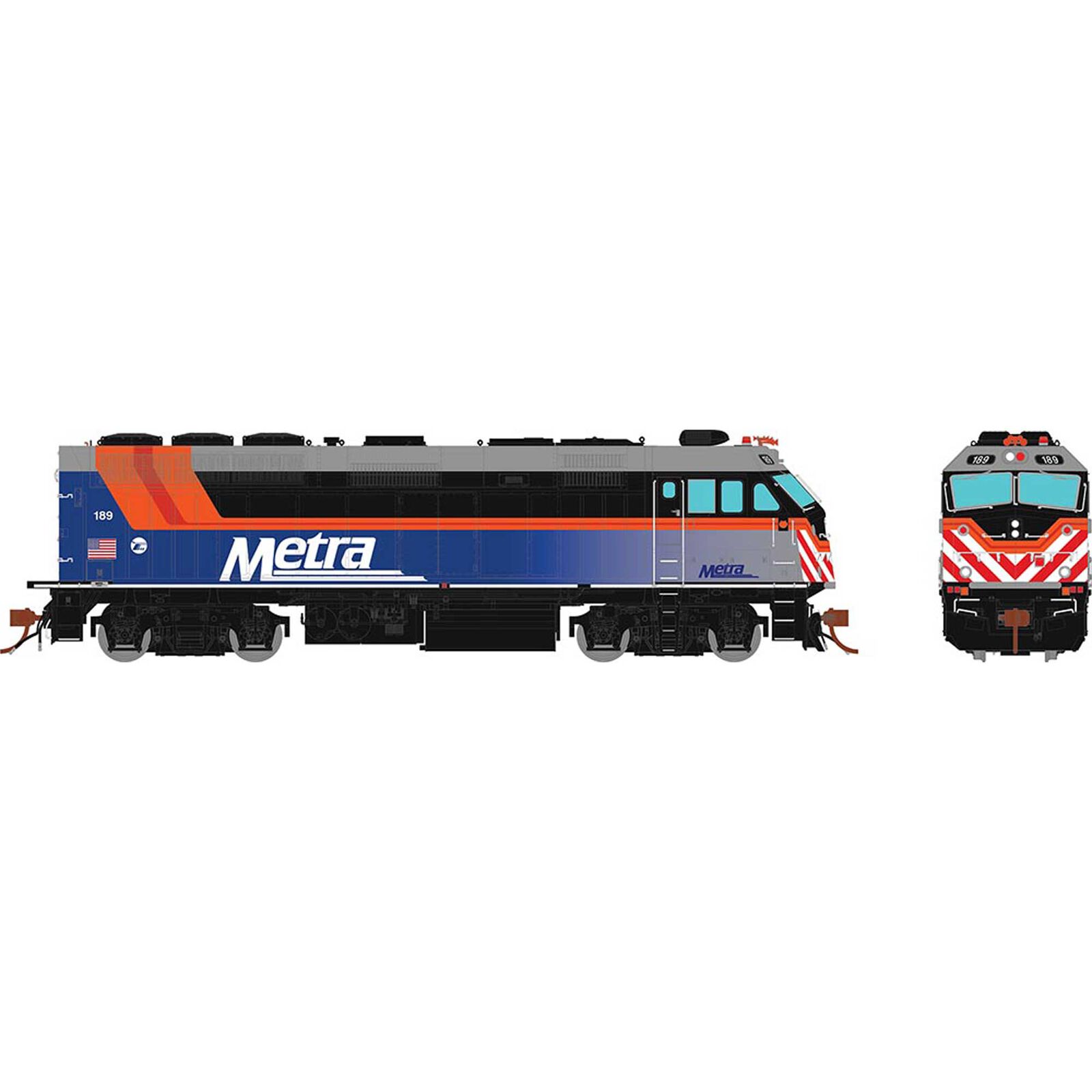HO F40PHM-2 Locomotive with DCC Metra Fade #212