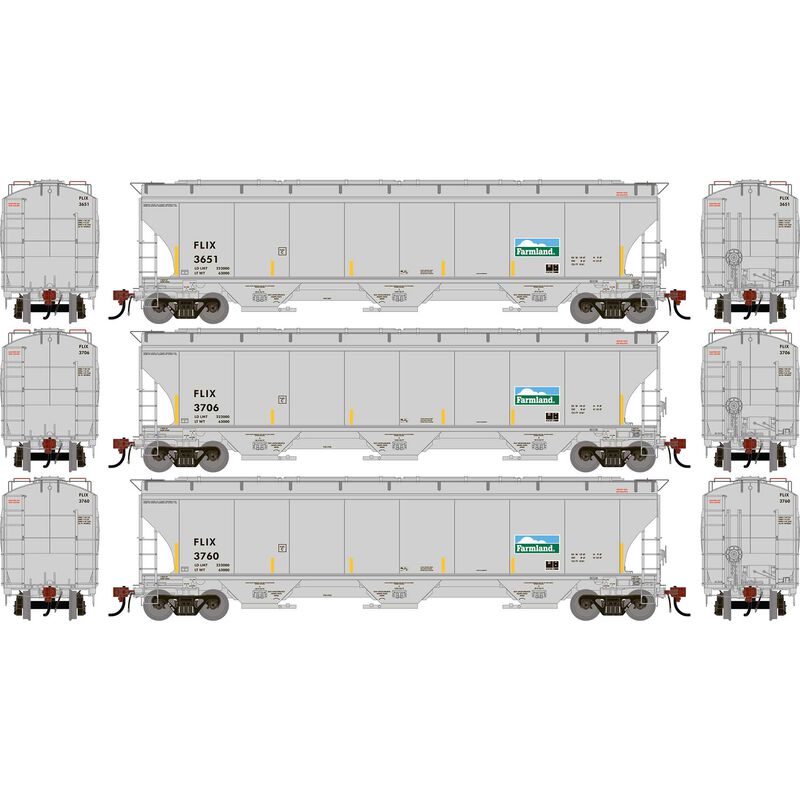 HO GEN Trinity 5161 Covered Hopper, FLIX 'FRA Reflectors' #3651/3706/3760 (3)