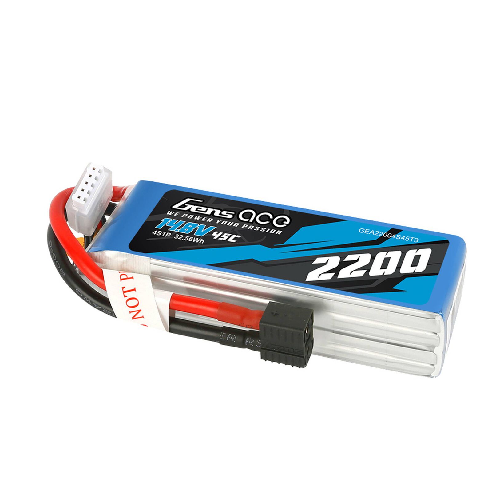 14.8V 2200mAh 4S 45C LiPo Battery: EC3/ Deans