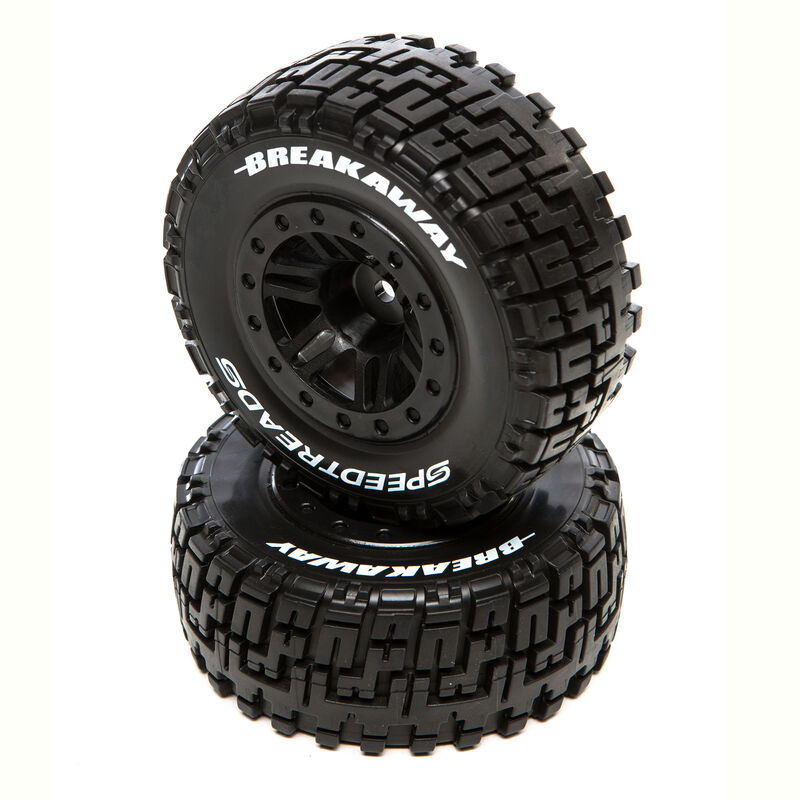 SpeedTreads Breakaway SC Front Black Mounted (2): Traxxas Slash/Rustler, ECX 4X4