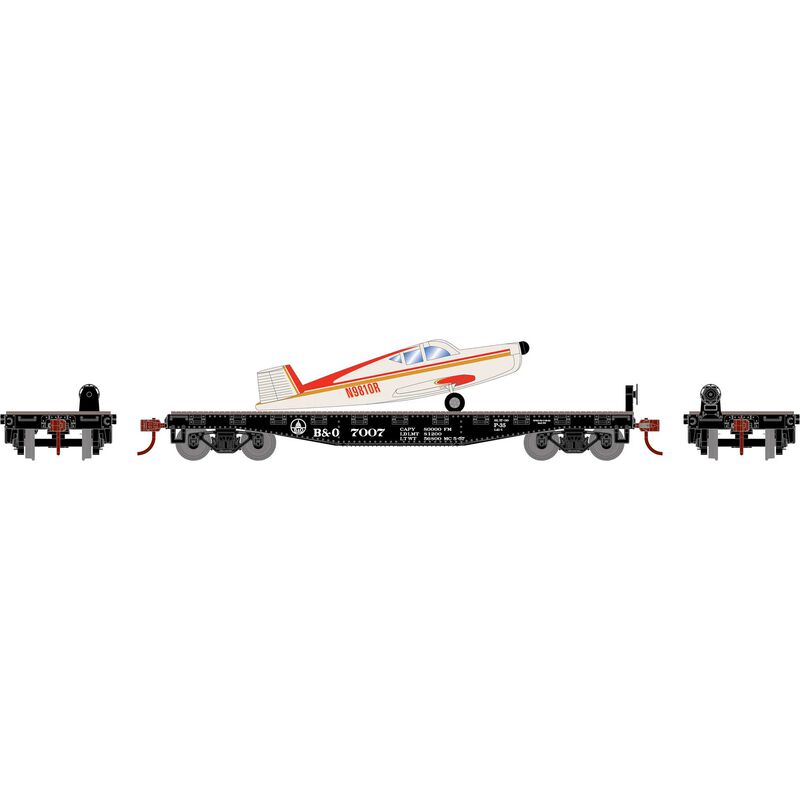 HO 40' Flat Car with Plane, B&O # 7007