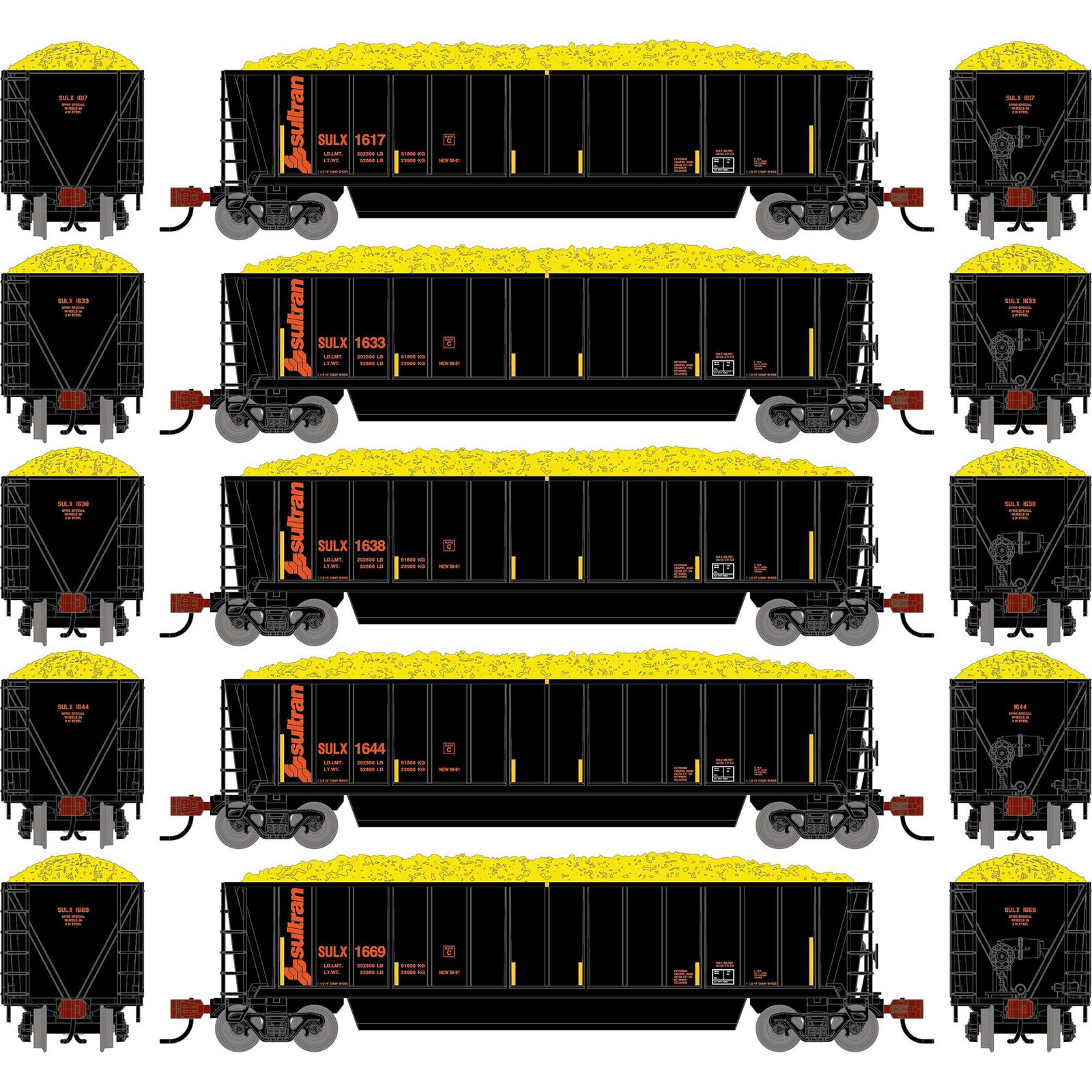 N ATH Berwick Bathtub Gondola, SULX w/Load #1617/1633/1638/1644/1669 (5)