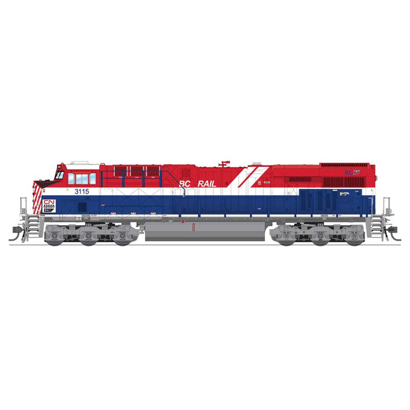 HO GE ES44AC Locomotive with DCC & Sound, CN #3115 BC Rail Heritage Paint