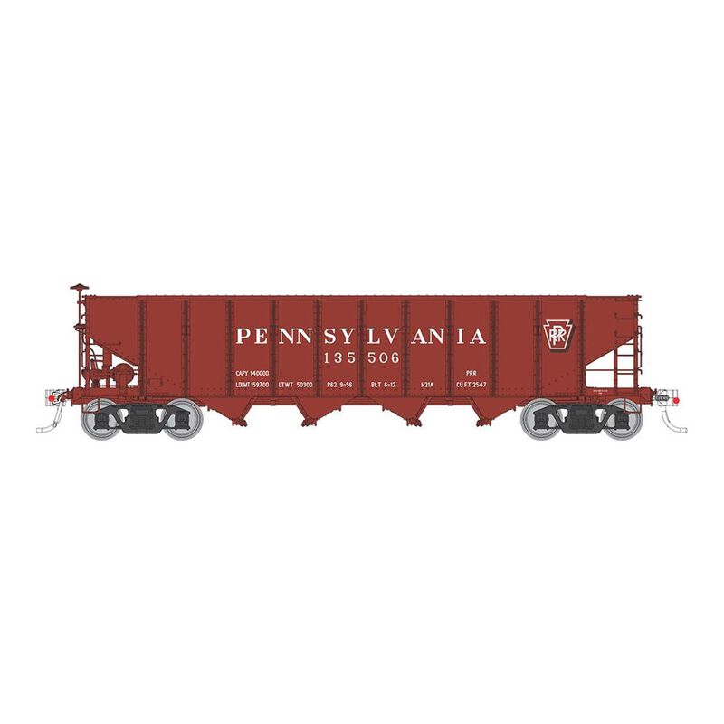HO H21A 4-Bay Hopper: PRR - Red, Shadow Keystone