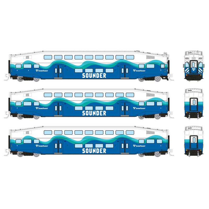 N Bilevel Commuter Car: Sounder: Set #2 (Cab: 305 Coaches: 402 408)