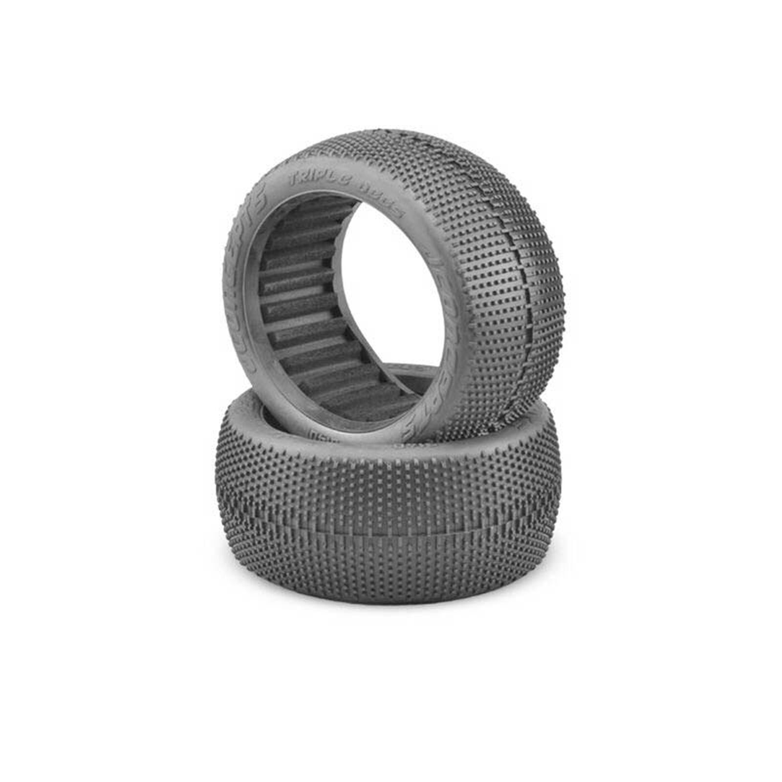 1/8 Triple Dees 4.0&rdquo; Truggy Tires and Inserts, Blue Compound (2)