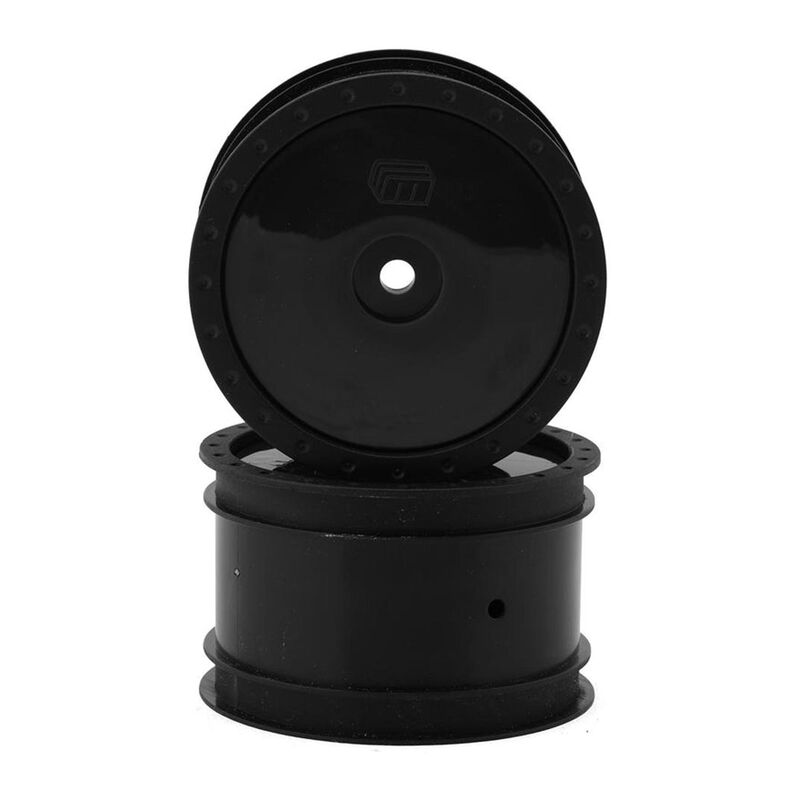Whitz Racing 1/10 Whiplash 2.2" Rear Sprint Car Wheels with Wheel Covers, Black (2)