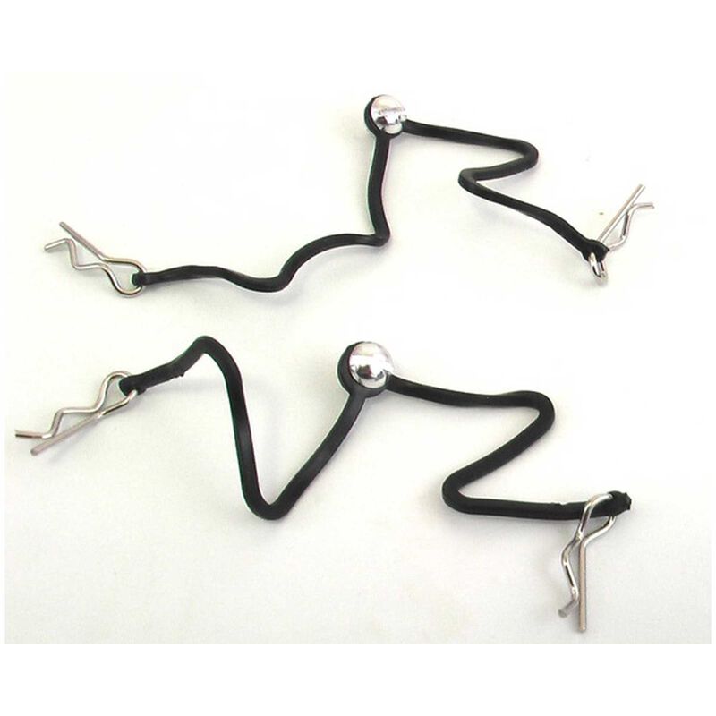 Body Clips with Fastened Rubber Leash, Silver