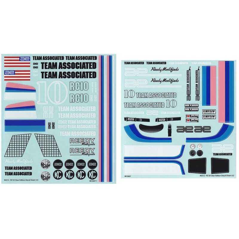 Decal Sheets, 1/10 Team Associated RC10CC