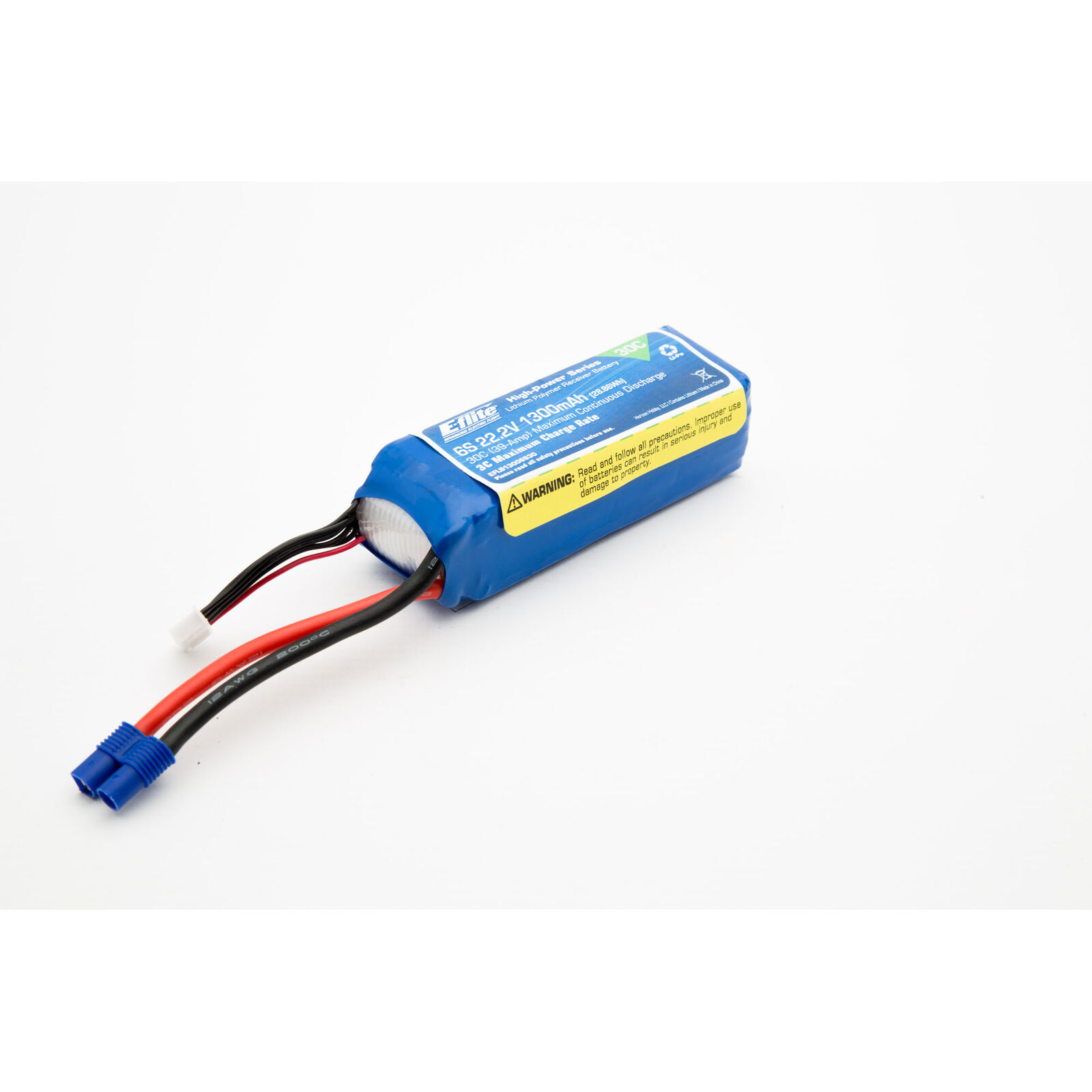 1300mAh 6S 22.2V 30C LiPo, 13AWG EC3