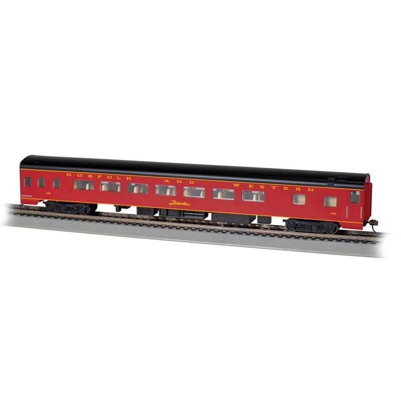 HO 85' Smooth-Side Coach Passenger Car w/ Lighted Interior - Norfolk & Western #1726