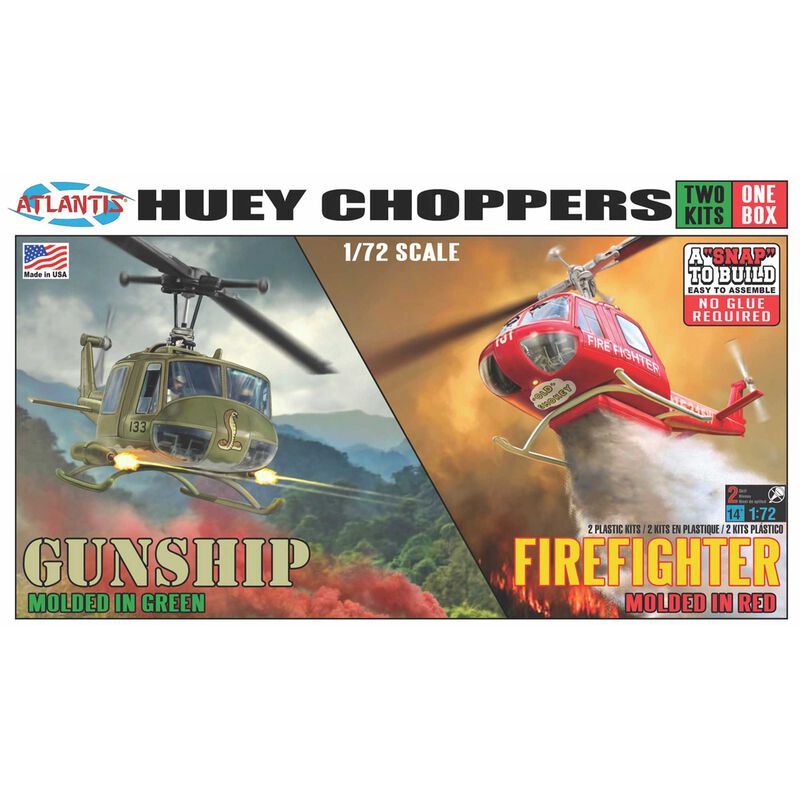 Huey Chopper 2 Pack Fire Fighter and Gunship 1/72