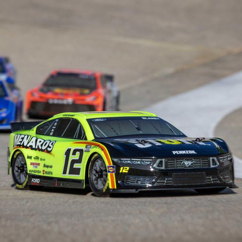 1/12 NASCAR RC Race Car Ryan Blaney No. 12 2024 Menards Ford Mustang 2S AWD RTR Brushed On-Road (Battery & Charger Included), Yellow