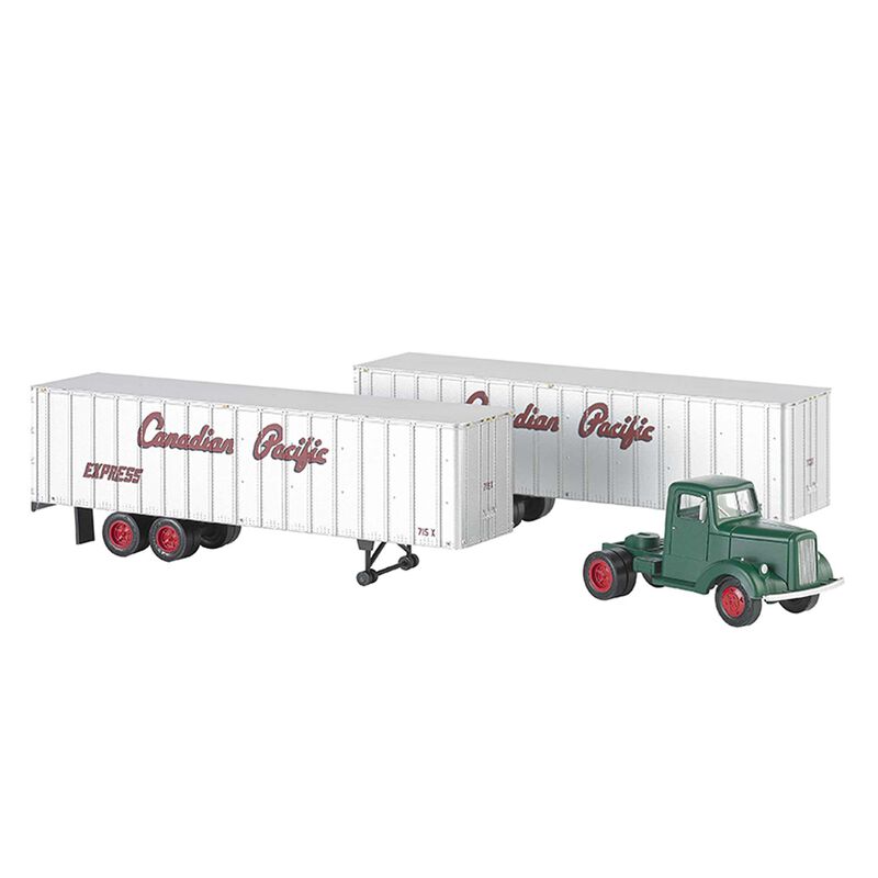 HO 1950s 60s Tractor w 2 Trailers CPR