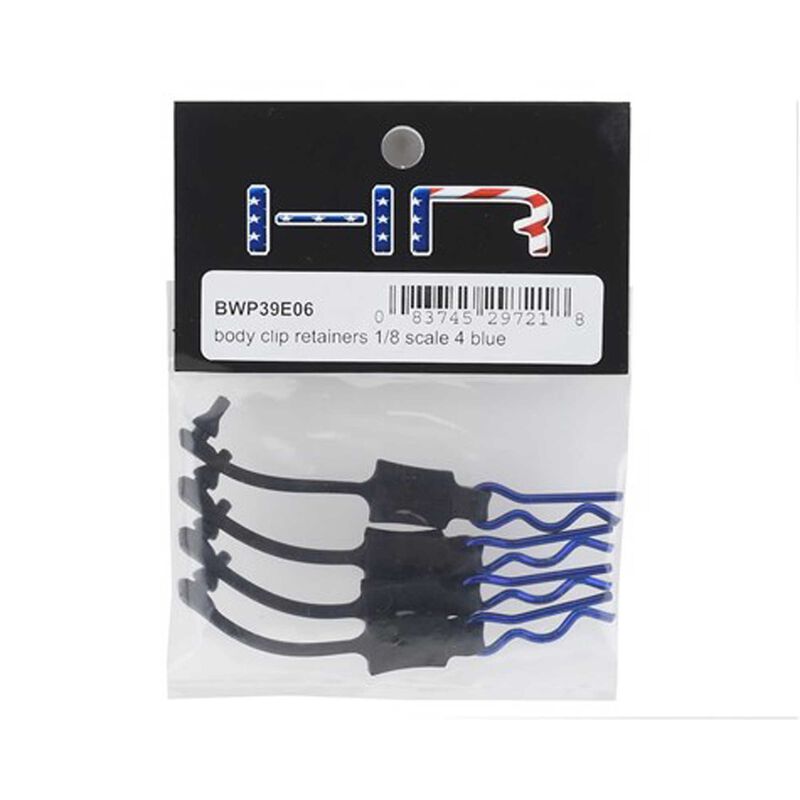 Hot Racing Body Clip Retainers 1/8 Scale, Blue (4) Tower Hobbies