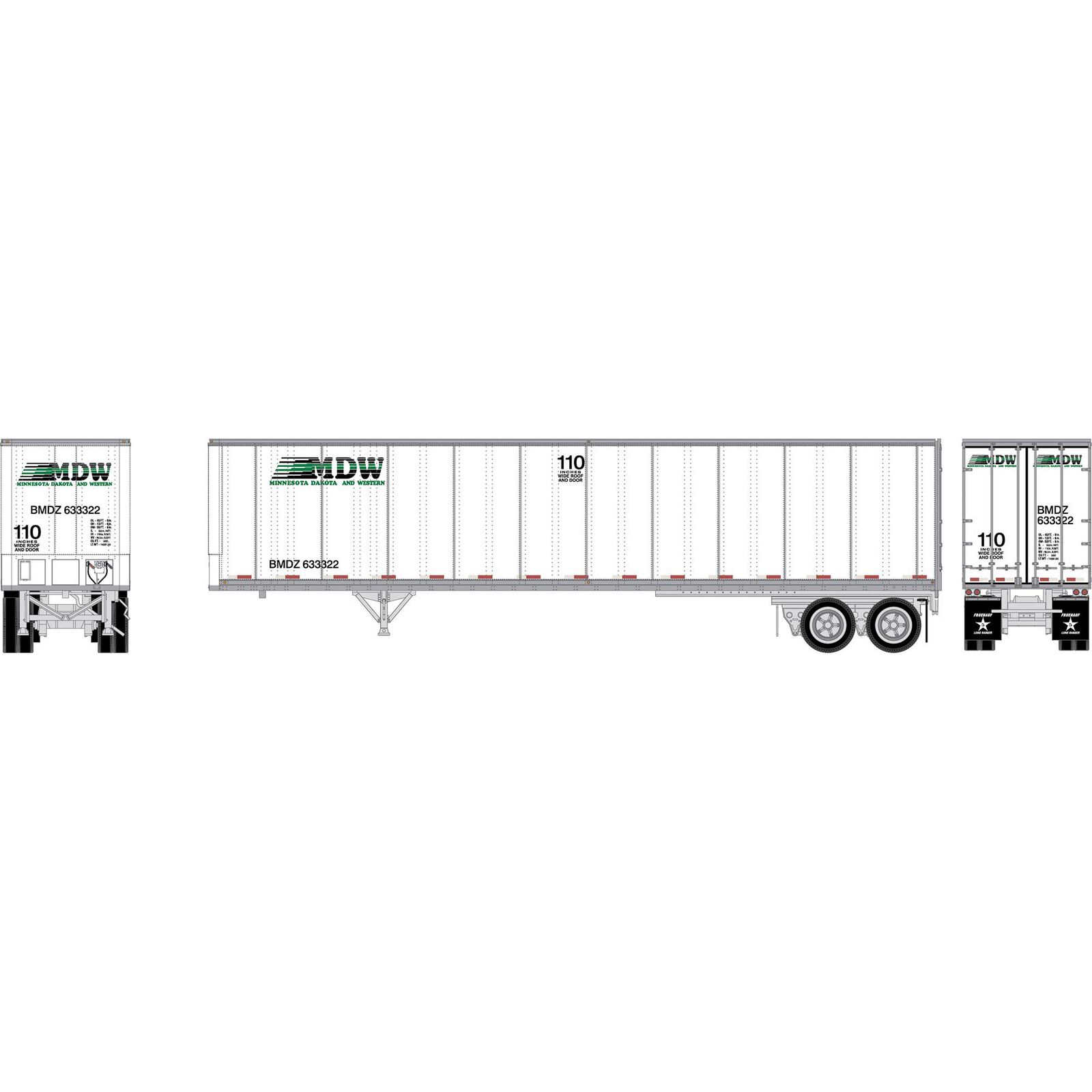 HO ATH 45' Fruehauf Z-Van Trailer Smooth Side, BMDZ #633322