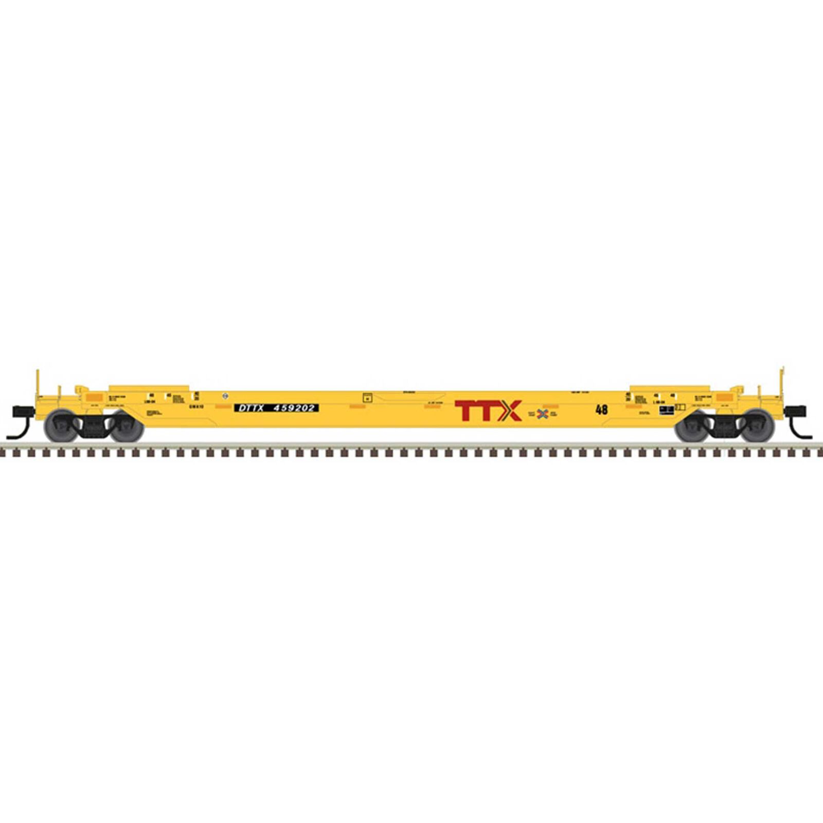 HO 48' Well Car TTX next load any road #456202, Yellow/Black/White