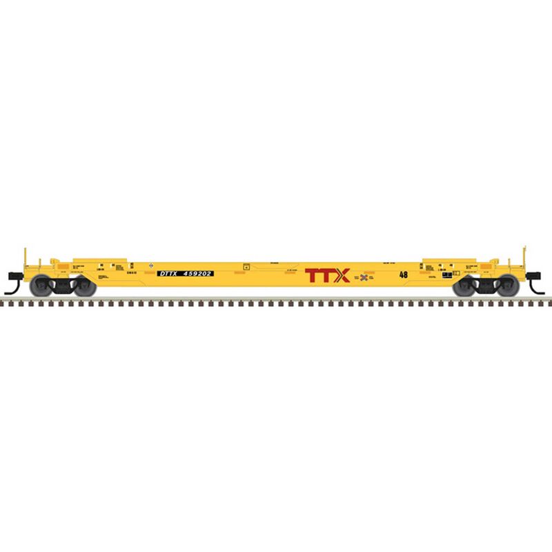 HO 48' Well Car TTX next load any road #456202, Yellow/Black/White