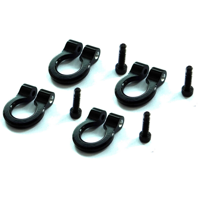1/10 Scale Aluminum Black Tow Shackle D-Rings (4)