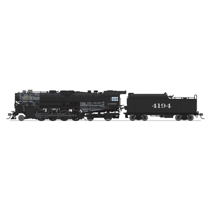 HO ATSF 2-8-4 Berkshire T1a Locomotive with 4-Axle Tender, Disk Main Driver, ATSF #4195